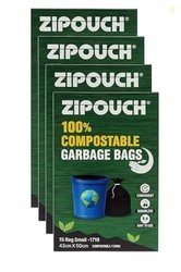 Zipouch Compostable Garbage Bags Size 19 X 21 Inches (Medium) 60 Bags