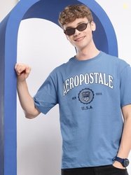 Aeropostale Brand Logo Printed Drop-Shoulder Sleeves Pure Cotton Relax