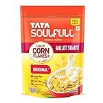 Tata Soulfull Corn Flakes+, Original*, Crunchy Corn & Millets, Baked Not Fried, Cholesterol Free, High Fiber, Wholesome Breakfast Cereal, Quick & Easy, 475g
