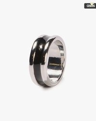 ASOS DESIGN Men Silver-Plated Enamelled Band Ring