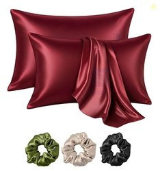 Satin Silk Pillow Cover for Hair and Skin 2 Piece with 3 Piece Satin S