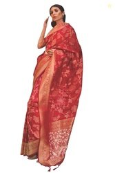 SWORNOF Womens Kanjivaram Silk Saree with Zari Woven Saree With Blouse