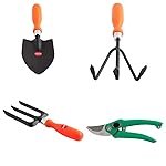 Spartan Gardening Tools Combo of Pruner, Trowel Large, Fork and Cultivator (Multicolour, 4 Pieces)