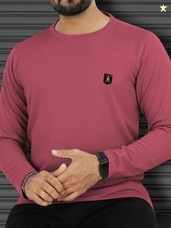 VeBNoR Men Solid Round Neck Polyester Pink T-Shirt