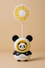 PoPo Toys Panda Mini Portable Fan with Sharpner Inside| Pen Stand| Powerful Hand Fan Cute Design Lightweight Rechargeable USB Handheld Fan for Girls, Women, Men, Kids | White