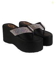Shoetopia girls Pacific Black Wedge Sandal - 2 UK (Girls-Pacific-Black