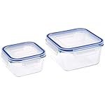 Solimo Square Glass Storage Container Set, Set of 2, Transparent -450ml & 900ml