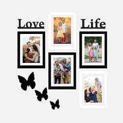 Amazon Brand - Solimo Set of 5 Black & White Photo Frames With Mount P