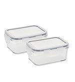 Steelo Soclick Plastic Kitchen Storage Rectangular Container Set Kitchen Organiser Air Tight Container Set US FDA Approved PET Food Grade Heavy Duty Material, BPA Free (Clear, 800 ml, Pack of 2)
