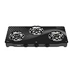 Butterfly Renz 3 Burner 3 Star Glass Top Gas Stove | Fan shield | Leak Proof European Valve | Rust Resistant Frame | Patented Lift Lock | 8mm Tempered Designer Glass | 2 Years Product Warranty