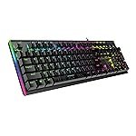 Vertux Gaming Keyboard, High-Performance Anti-Ghosting Wired Keyboard with 7 Colorful RGB Effects, Aluminum Frame, Customizable LED Brightness and 104 Blue Mechanical Keys for Windows, Mac OS, Comando