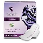 Flawsome Sanitary Pads Plant-Based XL (Pack of 10) Ultra-thin rash-free toxin-free and ultra-soft pads for sensitive skin. Super absorbent, leakproof, 50% wider back, eco-friendly, no disposal covers