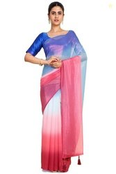 Soch Womens Magenta Chiffon Ombre Print Saree With Tassels