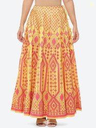 Biba Women Yellow Printed Flared Skirt