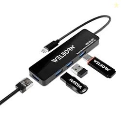 Welborn Super Speed USB-C Hub 4-in-1  Multiport Adapter for Laptop, Ma