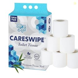 Careswipe 2 Ply Toilet Tissue Paper Rolls 1050 Sheets Pack of 6 Super
