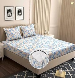 BSB HOME Cotton Rich 160tc Elastic Fitted Bedsheets with 2 Pillow Cove