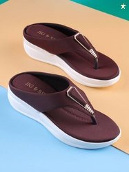 JIG & SID Women Wedges Sandal(Brown , 6)