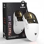 EvoFox Phantom Air Ultra Lightweight Gaming Mouse | Upto 1000Hz Polling Rate, 7000 FPS, 12800 DPI | Honeycomb RGB Lighting | Fully Programmable with Windows Software & On-Board Memory | White