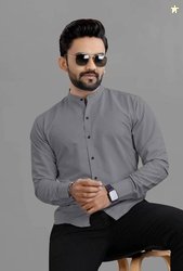 RAHUL LOOK Men Regular Fit Solid Mandarin Collar Casual Shirt