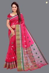 PRIYANSH CREATION Woven Bollywood Cotton Silk Saree(Magenta)
