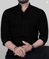 VTEXX Men Regular Fit Solid Mandarin Collar Casual Shirt