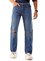 The Indian Garage Co Men’s Vintage Straight Fit Solid Mid Rise Jeans