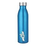 MILTON Breeze 1000 Stainless Steel Water Bottle 1000 ml, Single Walled, ISI Certified I Leak Proof Lid, Rust Proof I For School, Office, Gym I Mettalic Blue