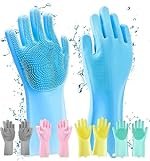 Silicone Hand Gloves For Dish Washing Pet Grooming, Car Wash, Bathroom Cleaning, And Kitchen Pack of 1 (Multicolour)