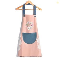 Suzec Kitchen Apron with Front Pocket and side Coral Velvet for Wiping