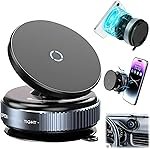 Magnetic Car Phone Mount, 360Â° Rotatable Dashboard Phone Holder, Strong Suction Base, Black