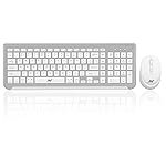 Ant WK250 Nano Wireless USB Keyboard and Mouse combo 105 Keys, 12 Integrated Multimedia Keys, 4 Button Mouse,Upto1600 DPI High Precision, Advanced Optical Sensor for PC Laptops Windows Mac_WhiteSilver