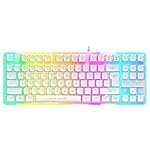 Ant Esports MK700 V2 Membrane TKL Wired Gaming Keyboard, 87 UV Coated Mechanical feel Keys Cool RGB Backlight Waterproof Keyboard for PC Laptop Mobile Tablets Gaming, Design and Work Mercury White