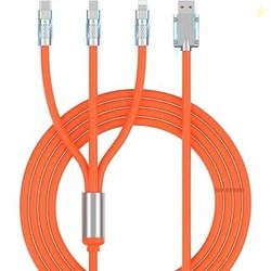 Original Unbreakable 1.2 Mtr 3 in 1 Charging Cable Long Life Multi Cha