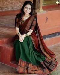 R K INFINITIVE Self Design Semi Stitched Lehenga Choli(Green, Red)