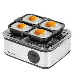 Lifelong 2-in1 Egg Boiler and Poacher 500-Watt (Black), Boil 8 eggs, P