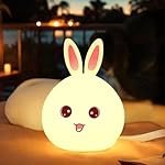 Btag Big Face Rabbit Night Lamp for Kids | LED Lamp with Touch Sensor | Silicone Lamp | Birthday Gift for Girls/Boys | Baby Bedroom Decor, Fluorescent (RABIT)