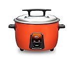 Pigeon by Stovekraft Joy Rice Cooker with Single pot, 4.2 litres. (Orange) | Stainless Steel Lid | 1600 Watts | 1 Aluminium Cooking Pots | Measuring Cup| Spatula | Energy Efficient Cooking
