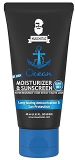 Muuchstac Mens Ocean Moisturizer & Sunscreen Matte Look Spf 18+ Cream With Turmeric & Aloe Vera Beads, Non-Sticky & Water Resistant 45 Ml – All