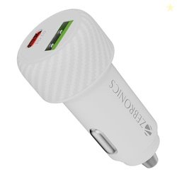 Zebronics 48W Car Charger with Dual Output - Type-C (30W) & USB (18W),
