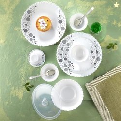 Larah by Borosil Silk Series Luna Opalware Dinner Set with Steel Spoon