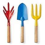 Ascension Gardening Tools Set for Digging & Planting – 3 Pcs Hand Trowel, Cultivator & Rake with Wooden Handles Mini Gardening Kit for Home Planting Terrace Balcony Garden Tools (Pack of 3)