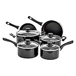 amazon basics 6 Piece Non Stick Induction Cookware Set, with Lids