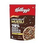 Kellogg’s Choco Millet Muesli with 78% Fruit, Seeds & Multigrain 400g | High in Fibre| Breakfast Cereal