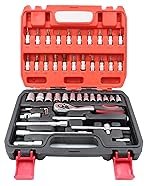 UniQual Superior 46pcs Socket Set Wrench Tool Kit 1/4″ | Automobile Tool Kit | Screwdriver Bit Set with Ratchet Handle for Bike & Car Reapirs, Household, etc.