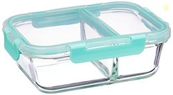 Solimo Microwave Safe Two Compartment Lunch Box Set for Office|Borosil