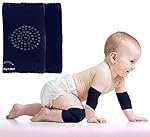 BabyMoon | Baby Knee pads for Crawling, Anti-Slip Padded Stretchable Elastic Cotton Soft Breathable Comfortable Knee Cap Elbow Safety Protector | Black