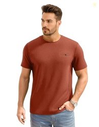 AWG ALL WEATHER GEAR Men Waffle Knit Regular Fit Solid Crew Neck T-Shi
