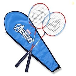 Captain America Badminton Racket Set of 2 by Starter - Anti Slip Grip,