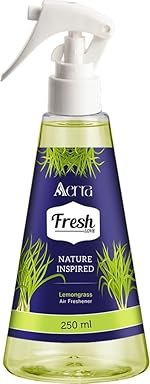 Aerra Lemongrass Air Freshener Spray, 250ml â Vibrant Zest Edition, 2800+ Sprays for Home, Kitchen, Car, Office, Non-Aerosol Odor Eliminator